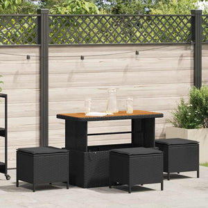 Set da Pranzo per Giardino Nero Poly Rattan 42007921