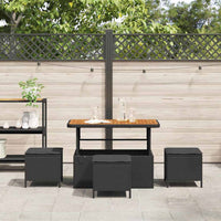 Set da Pranzo per Giardino Nero Poly Rattan 42007921