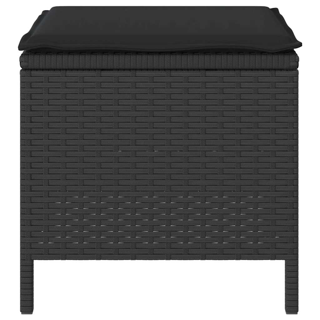 Set da Pranzo per Giardino Nero Poly Rattan 42007921