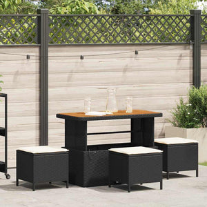 Set da Pranzo per Giardino Nero Poly Rattan 42007922