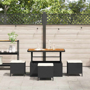 Set da Pranzo per Giardino Nero Poly Rattan 42007922