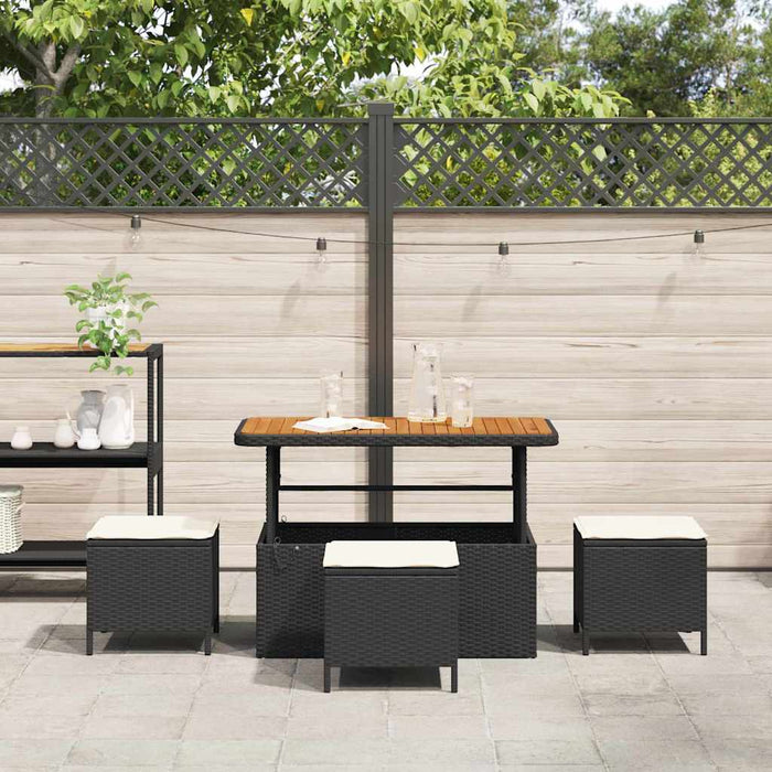 Set da Pranzo per Giardino Nero Poly Rattan 42007922
