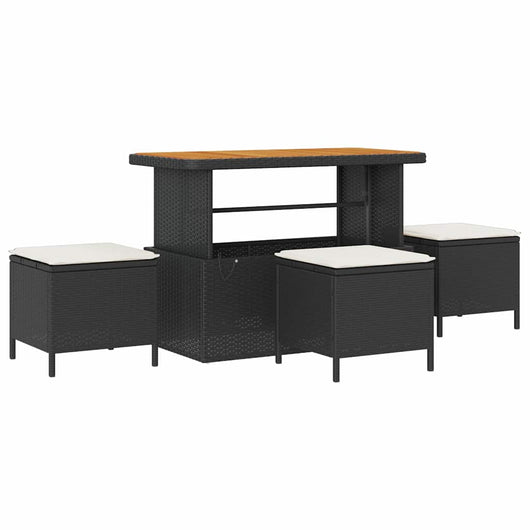 Set da Pranzo per Giardino Nero Poly Rattan 42007922