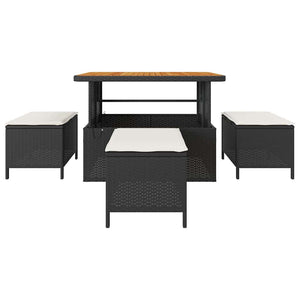 Set da Pranzo per Giardino Nero Poly Rattan 42007922