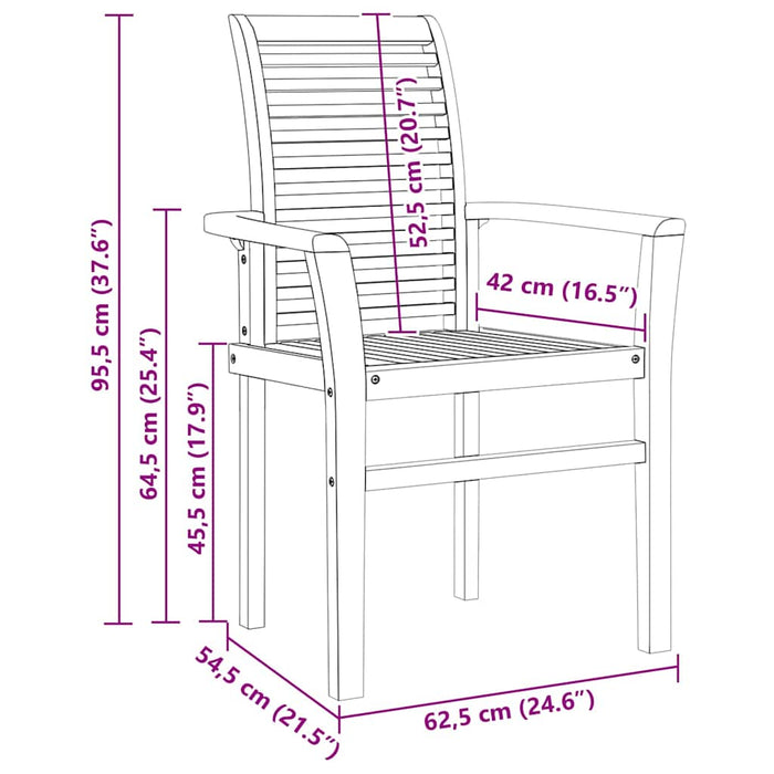 Sedia da giardino impilabile Marrone 62.5 x 54.5 x 95.5 cm 42007595