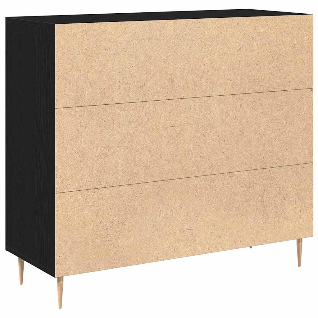 Credenza Rovere nero 90 x 34 x 80 cm Legno multistrato 869078