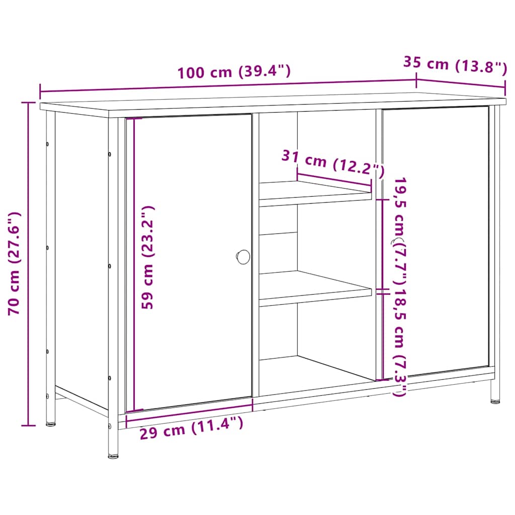 Credenza Legno vecchio 100 x 35 x 70 cm Legno multistrato 869094