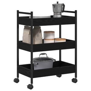 Carrello da Cucina-Scaffale per Cucina Rovere nero 50 x 30 x 70 cm