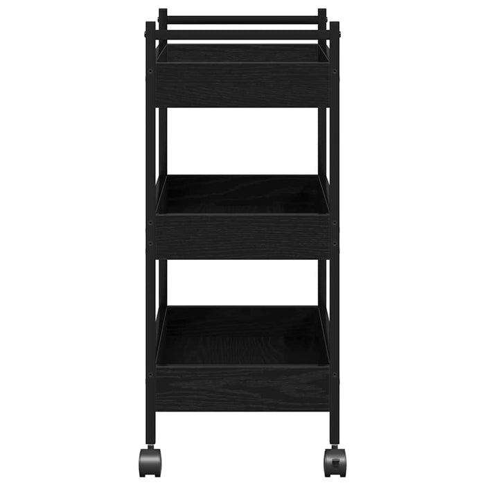 Carrello da Cucina-Scaffale per Cucina Rovere nero 50 x 30 x 70 cm