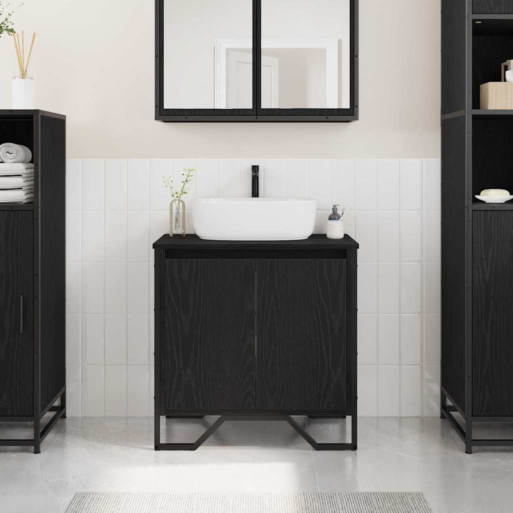 Mobile per Lavabo da Bagno Rovere Nero 60x35x60 cm Legno Ingegnerizzato 869179