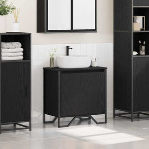Mobile per Lavabo da Bagno Rovere Nero 60x35x60 cm Legno Ingegnerizzato 869179