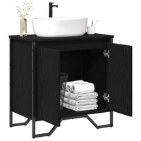 Armadio per Lavabo da Bagno-Armadietto da bagno-Mobiletto da bagno Rovere Nero 60 x 35 x 60 cm