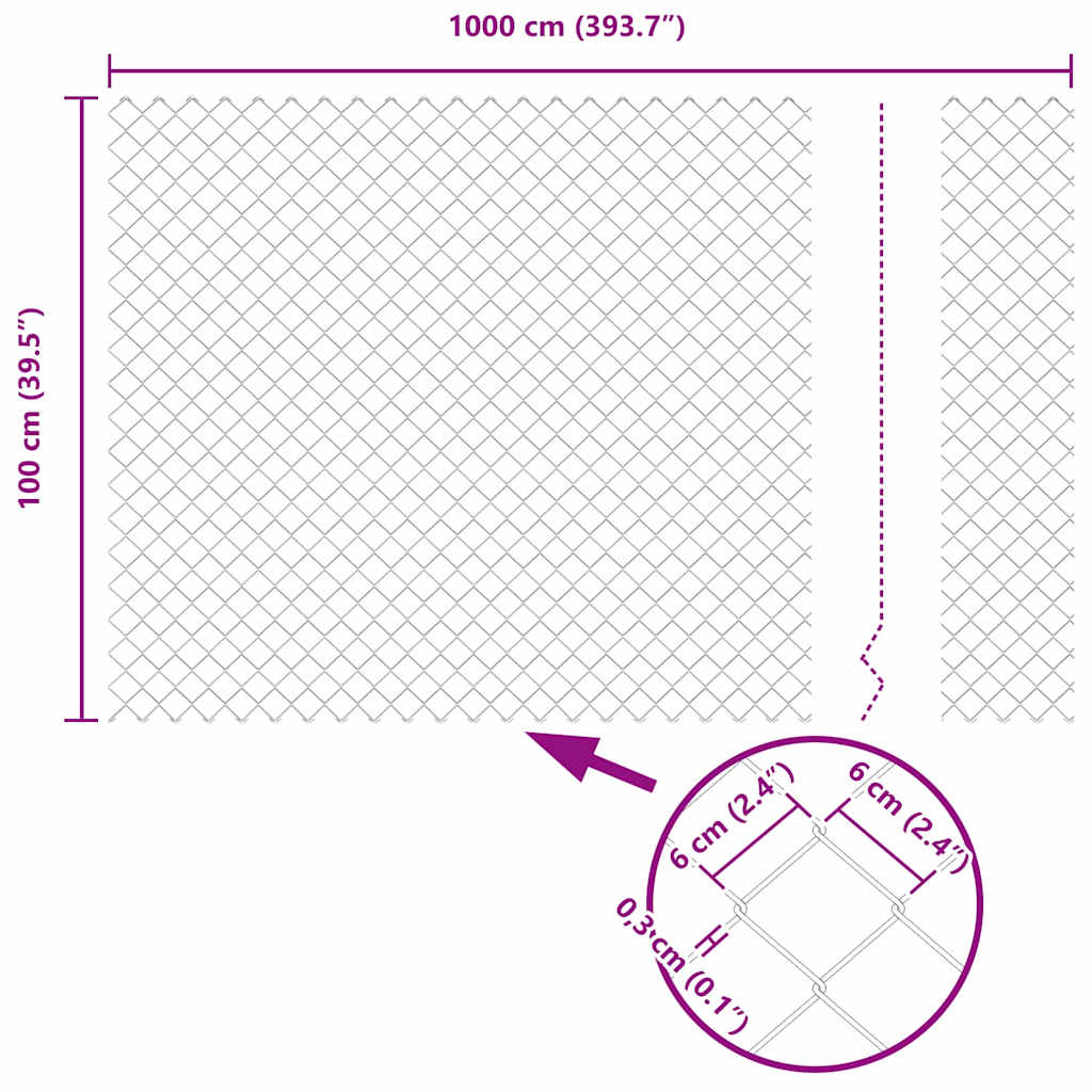 vidaXL Recinzione a rete metallica Grigio 10 x 1 m Acciaio