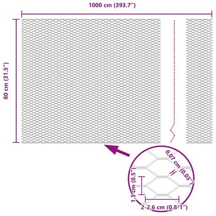 Recinzione Esagonale Verde 0.8 x 10 m Acciaio 42005341