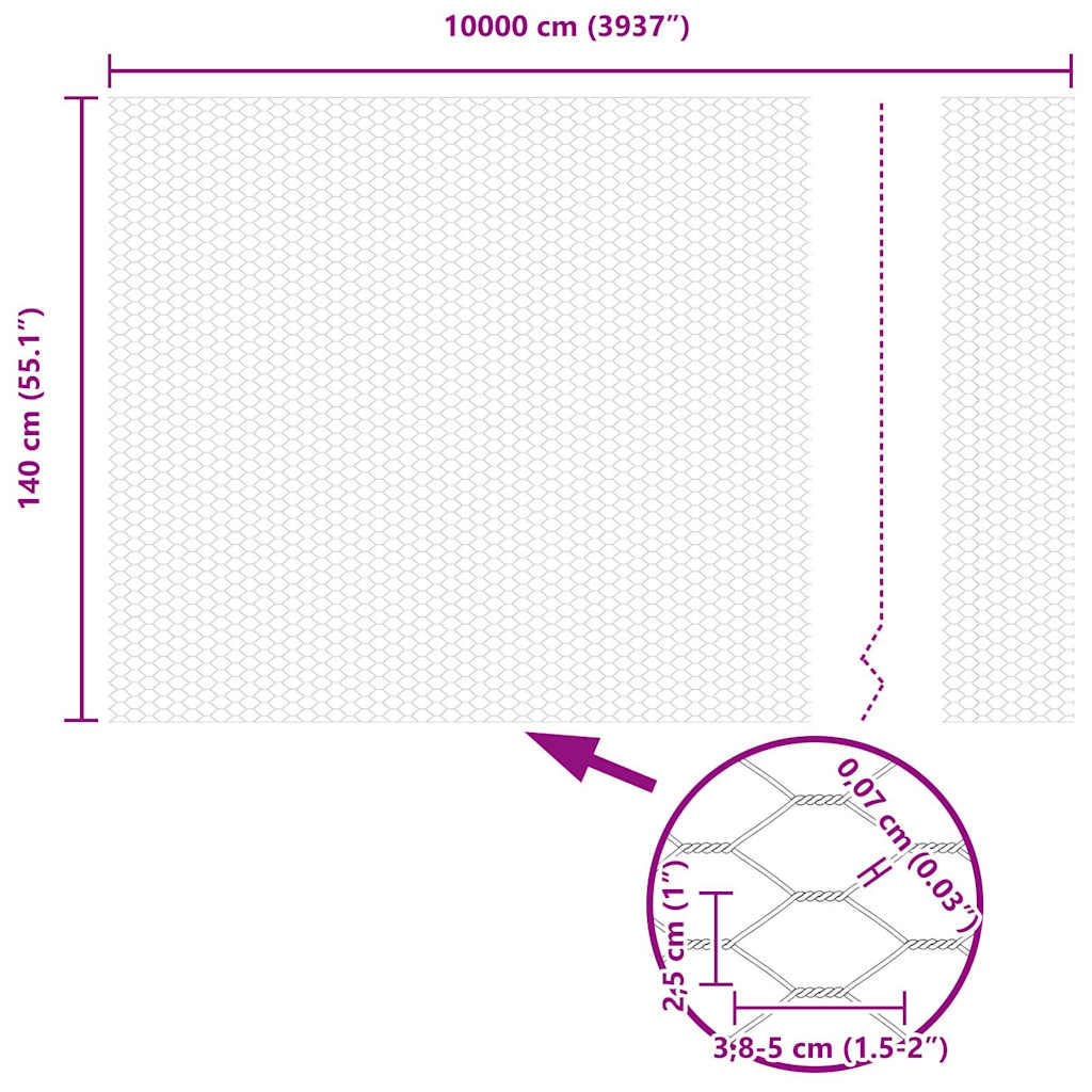 Recinzione Esagonale Verde 1.4 x 100 m Acciaio 42005466