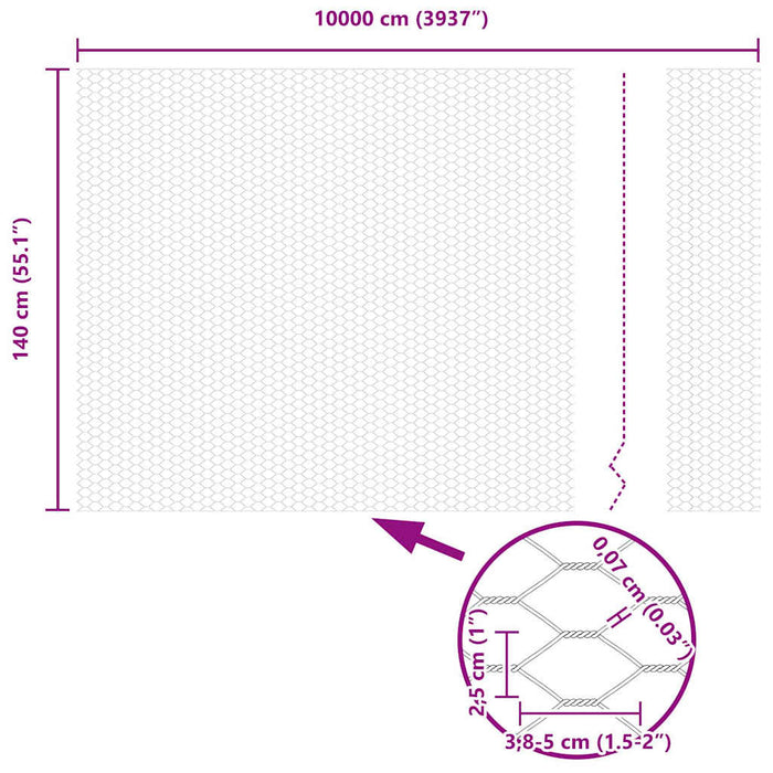 Recinzione Esagonale Verde 1.4 x 100 m Acciaio 42005466