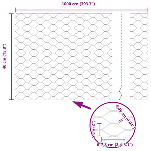 Recinzione Esagonale Grigio 0.4 x 10 m Acciaio 42005480