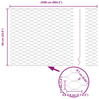 Recinzione Esagonale Grigio 0.6 x 25 m Acciaio 42005523