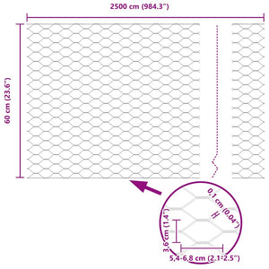 Recinzione Esagonale Grigio 0.6 x 25 m Acciaio 42005523