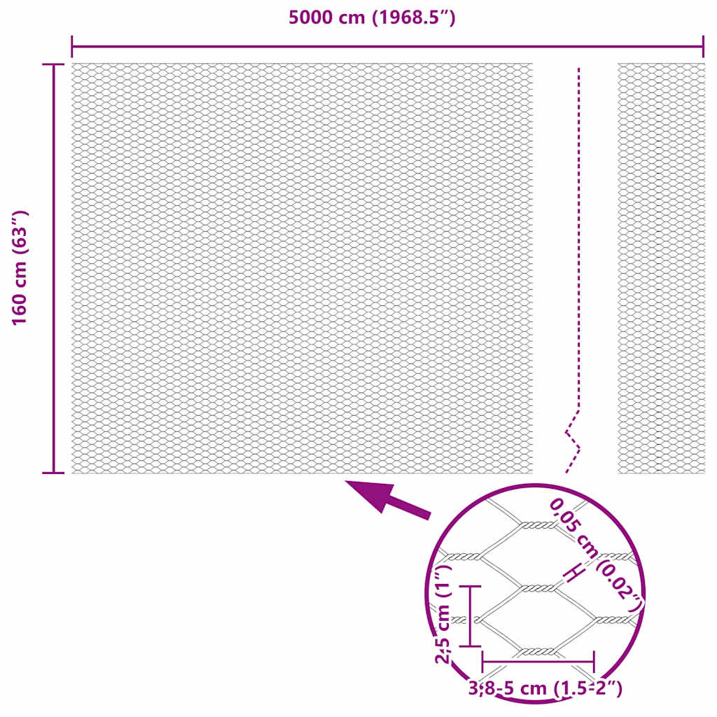 Recinzione Esagonale Argento 1.6 x 50 m Acciaio zincato 42005734