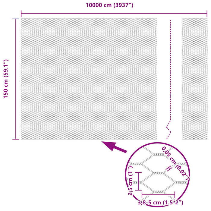 Recinzione Esagonale Argento 1.5 x 100 m Acciaio zincato 42005766
