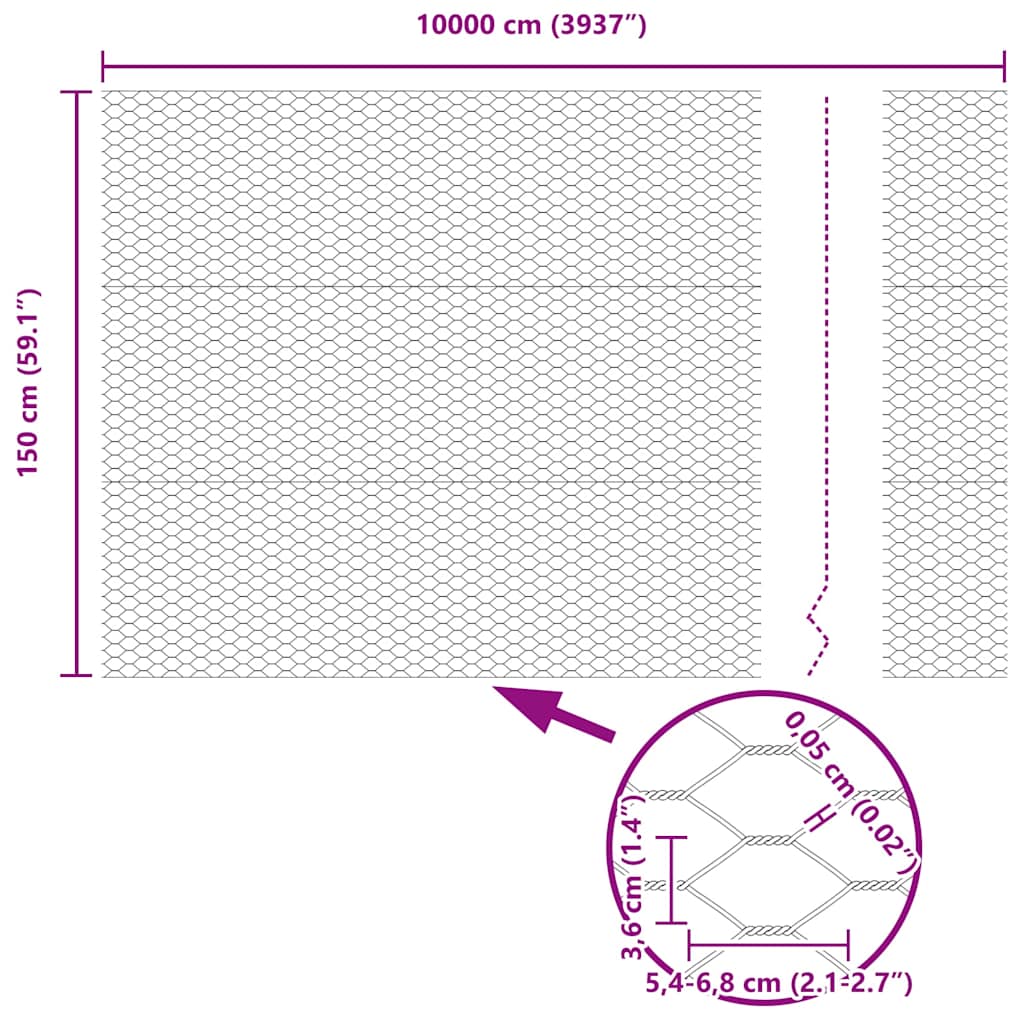 Recinzione Esagonale Argento 1.5 x 100 m Acciaio zincato 42005767