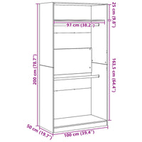 Guardaroba Rovere nero 100 x 50 x 200 cm Legno multistrato 3345115