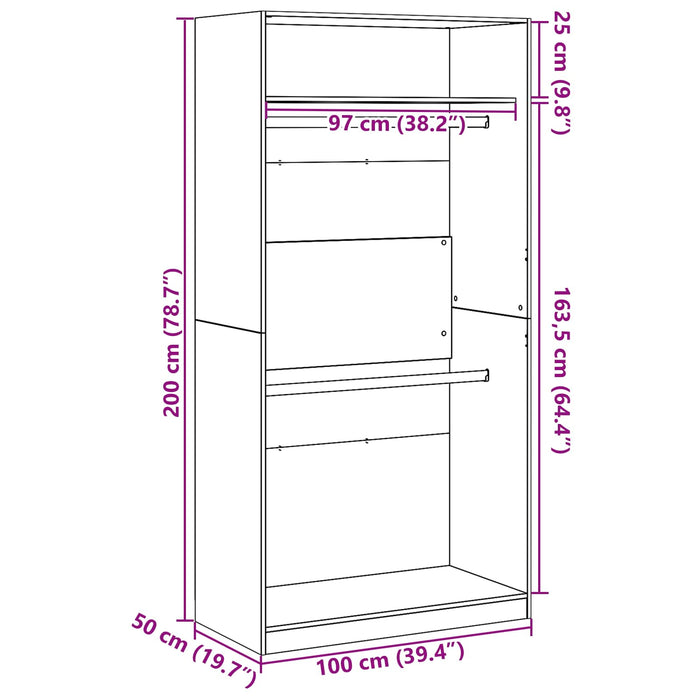 Guardaroba Rovere nero 100 x 50 x 200 cm Legno multistrato 3345115