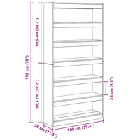 Armadio per Libri Grigio sonoma 100 x 30 x 198 cm 3345118