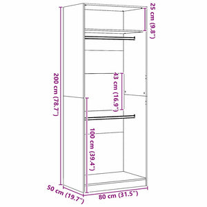 Guardaroba Rovere nero 80 x 50 x 200 cm Legno multistrato 3345119