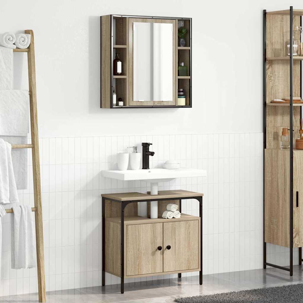 Set Armadietti Bagno 2 Pezzi Rovere Legno Ingegnerizzato 3345130