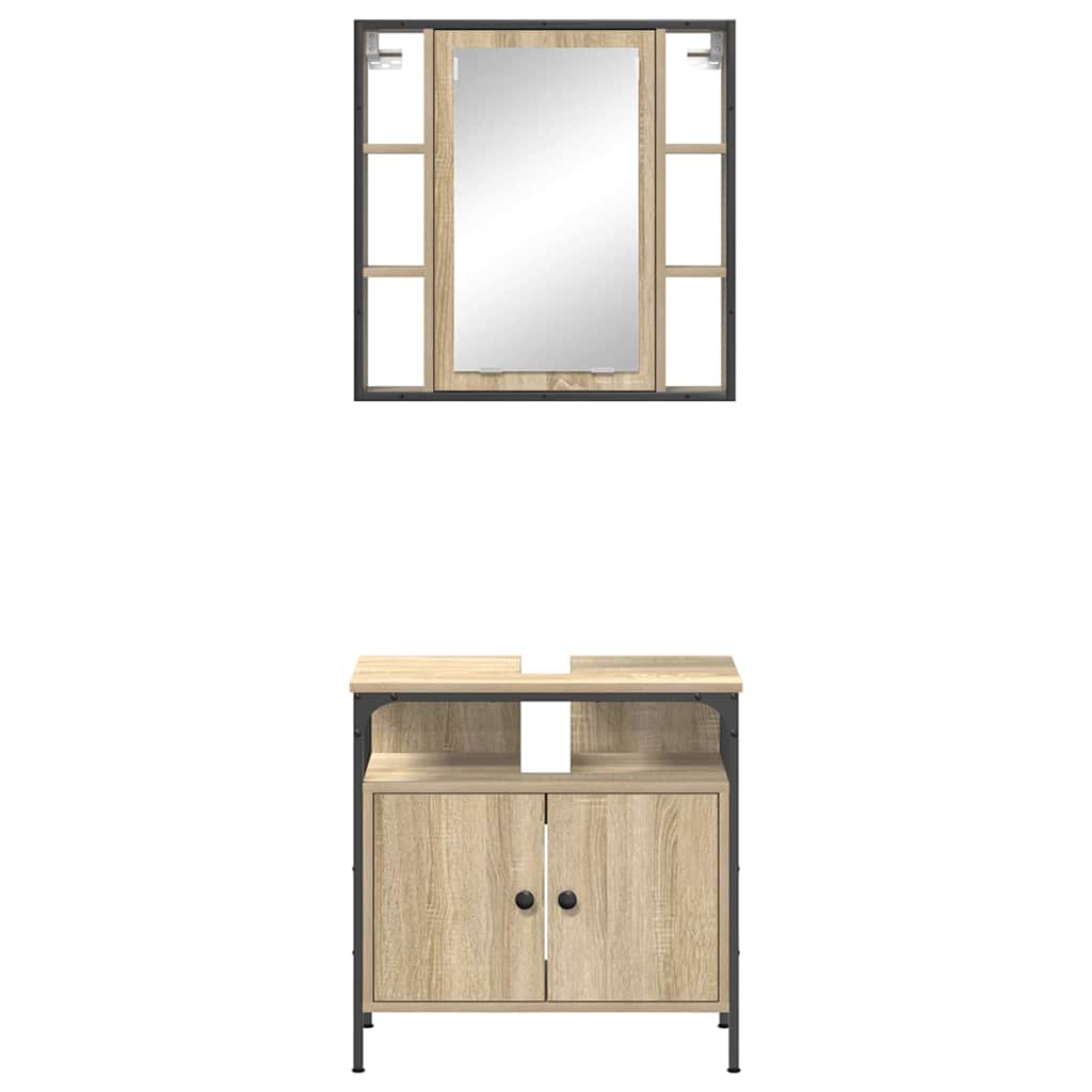Set Armadietti Bagno 2 Pezzi Rovere Legno Ingegnerizzato 3345130