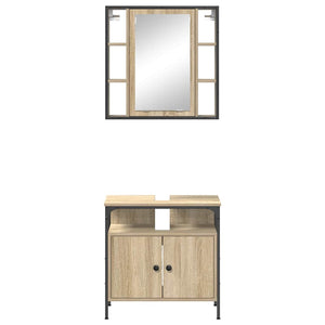 Set Armadietti Bagno 2 Pezzi Rovere Legno Ingegnerizzato 3345130