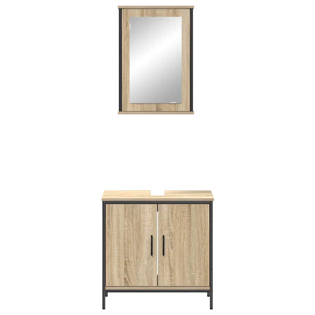 Set di mobili per bagno 2 pezzi in quercia ingegnerizzata 3345131