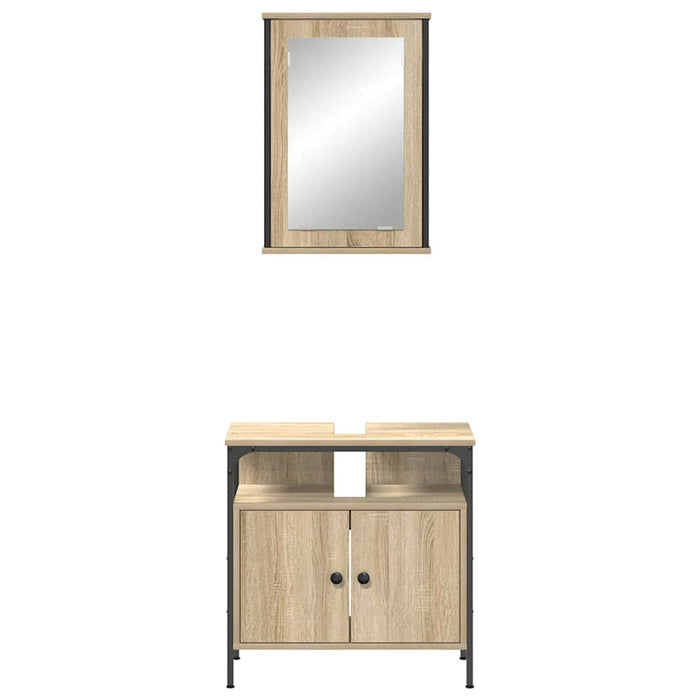 Set di Armadietti per Bagno a 2 Pezzi Rovere Ingegnerizzato 3345132