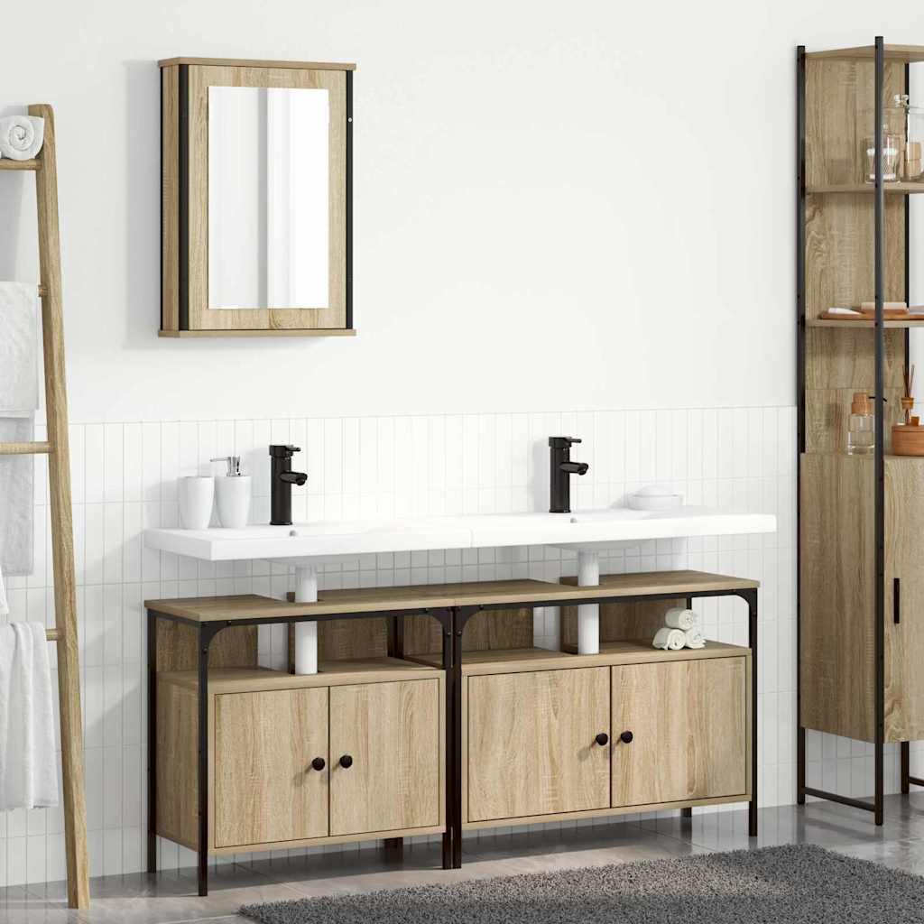 Set di Armadi da Bagno  in 3 Pezzi in Legno Ingegnerizzato in Rovere Sonoma 3345143