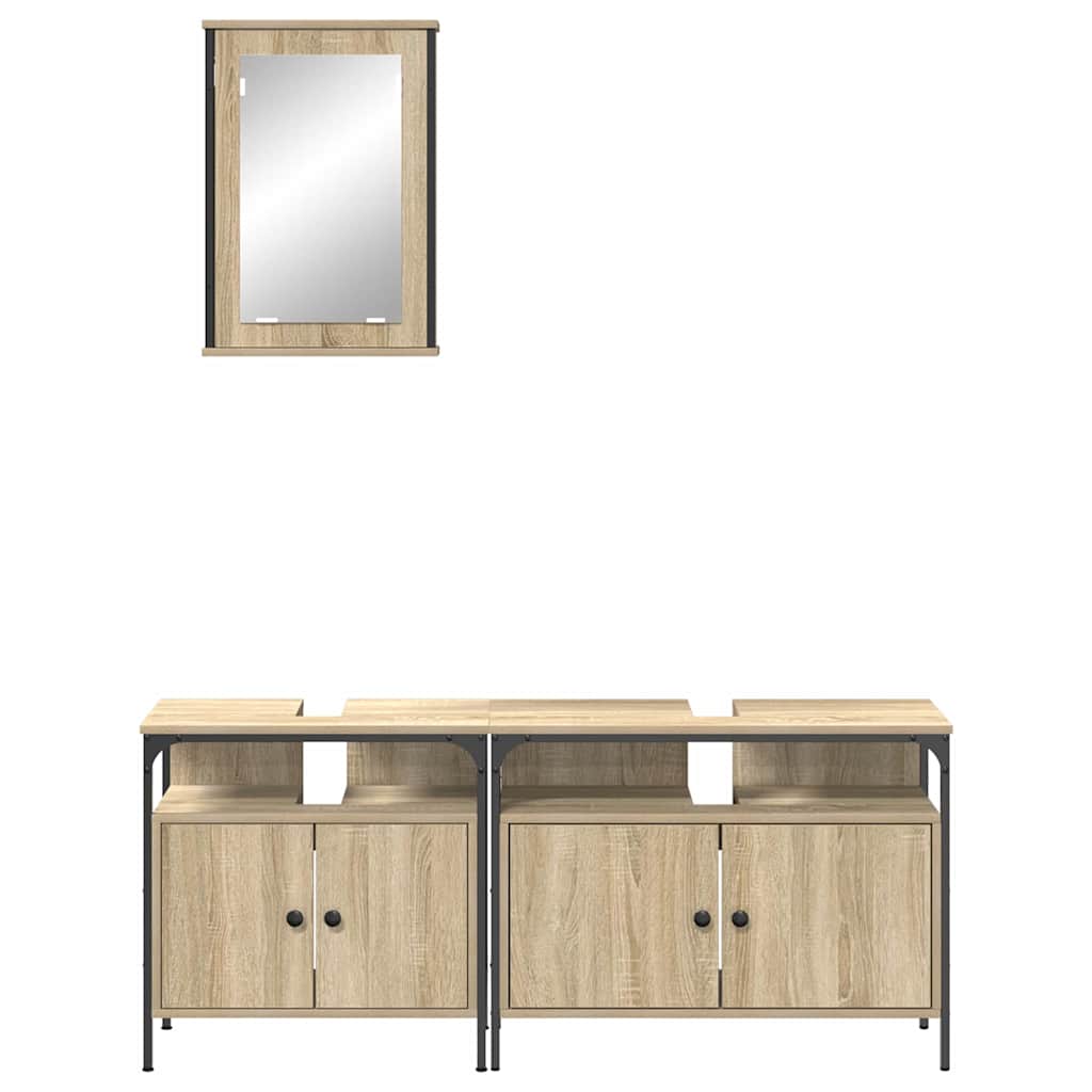 Set di Armadi da Bagno  in 3 Pezzi in Legno Ingegnerizzato in Rovere Sonoma 3345143