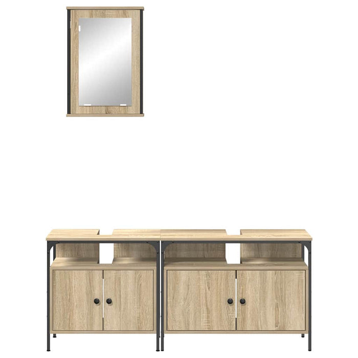 Set di Armadi da Bagno  in 3 Pezzi in Legno Ingegnerizzato in Rovere Sonoma 3345143