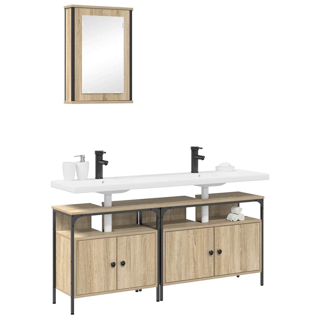 Set di Armadi da Bagno  in 3 Pezzi in Legno Ingegnerizzato in Rovere Sonoma 3345143
