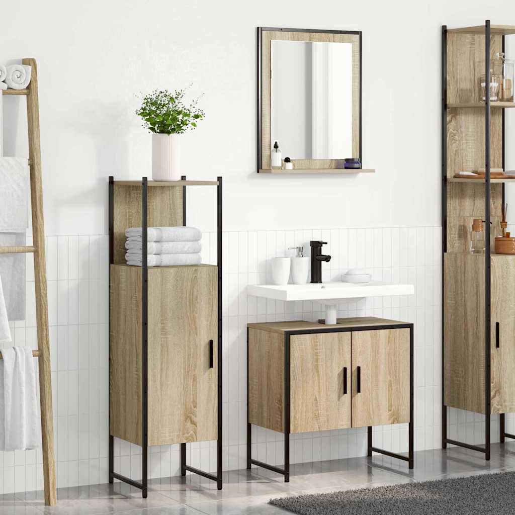 Set di Mobili per Bagno 3 Pezzi in Legno Ingegnerizzato Sonoma Oak 3345145