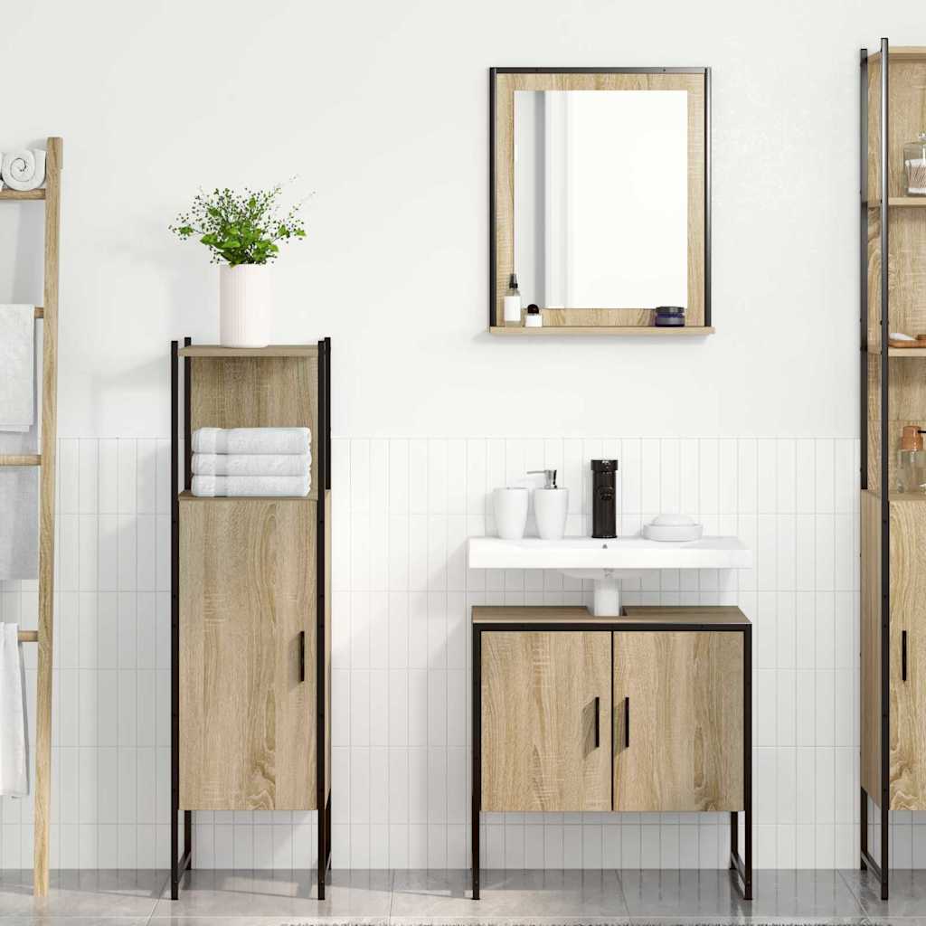 Set di Mobili per Bagno 3 Pezzi in Legno Ingegnerizzato Sonoma Oak 3345145