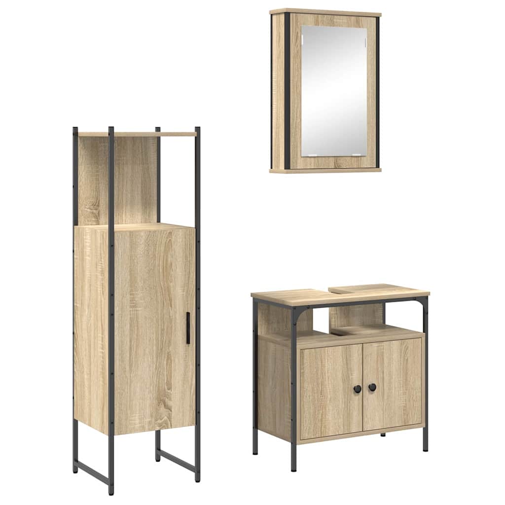 Set di Mobili da Bagno  da 3 pezzi in Rovere Sonoma Legno Ingegnerizzato 3345148