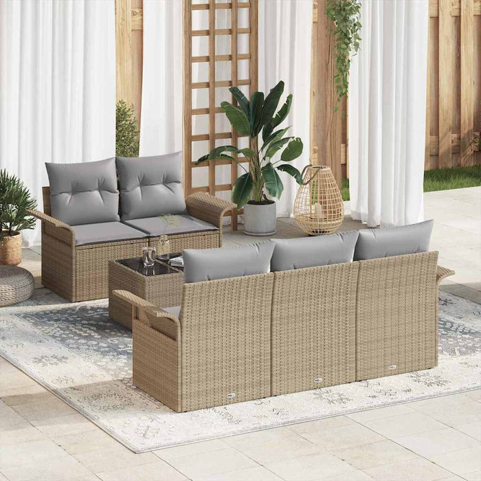 Set di divani da giardino a 6 pezzi con cuscini in polyrattan beige 3345240