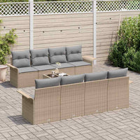 Set Divano da Giardino 9 pcs Beige Poly Rattan 3345290