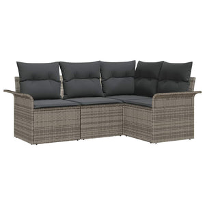 Set Divano da Giardino con cuscino 4 pz-Sofa da Giardino-Divanetto da esterno Grigio polyrattan 588095