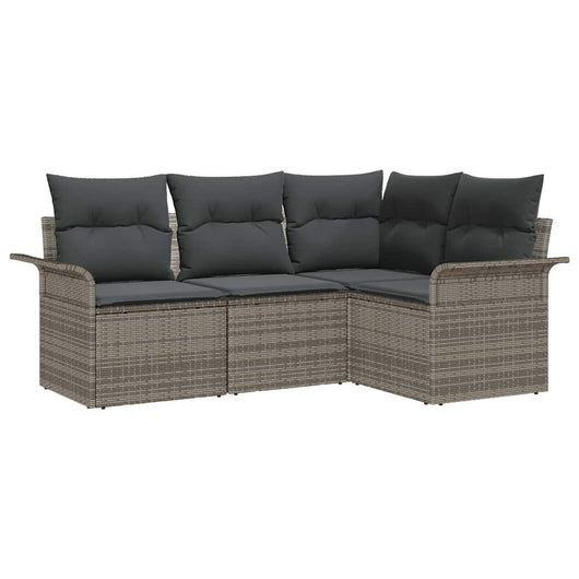 Set Divano da Giardino con cuscino 4 pz-Sofa da Giardino-Divanetto da esterno Grigio polyrattan 588095