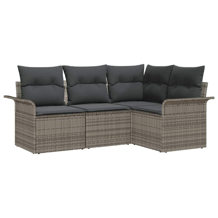 Set Divano da Giardino con cuscino 4 pz-Sofa da Giardino-Divanetto da esterno Grigio polyrattan 588095