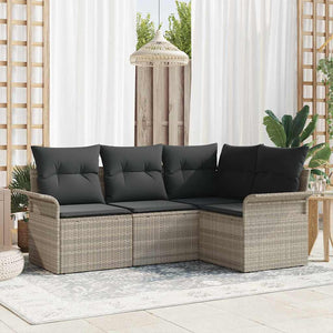 Set Divano da Giardino 4 pz-Sofa da Giardino-Divanetto da esterno Grigio chiaro polyrattan 900382