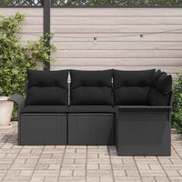Set Divano da Giardino con cuscino 4 pz-Sofa da Giardino-Divanetto da esterno Nero polyrattan 575176