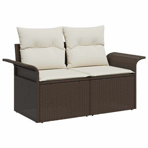 Set Divano da Giardino con cuscino 5 pz-Sofa da Giardino-Divanetto da esterno Marrone polyrattan 405536